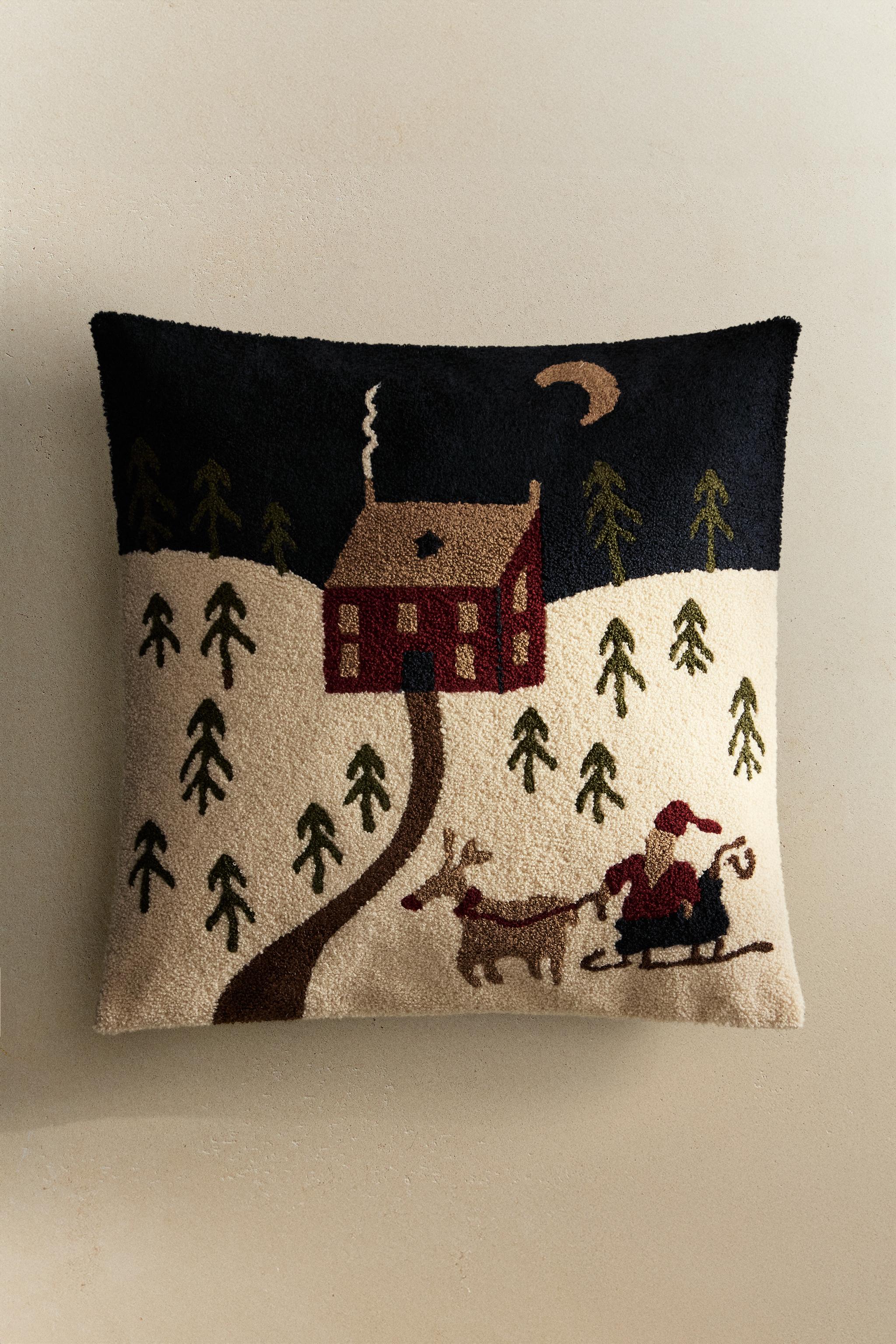 SNOWY HOUSE CHRISTMAS THROW PILLOW COVER